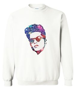 Bruno Mars Face Typography Lyric Famous American Singer Sweatshirt KM