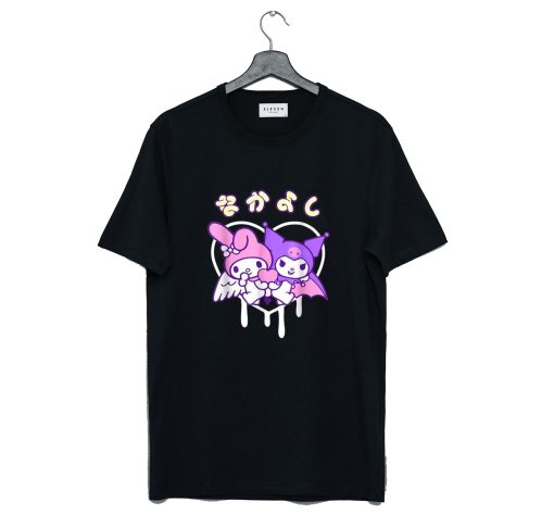 Valentines My Melody Kuromi Drip Heart T Shirt KM