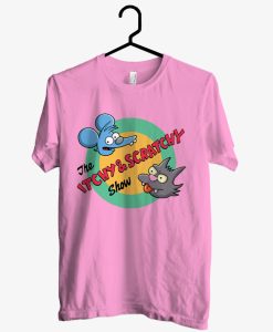 The Itchy And Scratchy Show Light Pink T Shirt KM