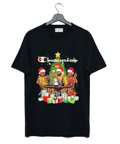 Champion Santa Chibi Michael Jordan Kobe Bryant And Lebron James Merry Christmas Signatures T Shirt KM