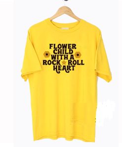 Flower child with a rock and roll Heart T Shirt KM