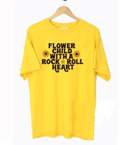 Flower child with a rock and roll Heart T Shirt KM