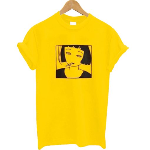 Smoking Girl Yellow T Shirt KM