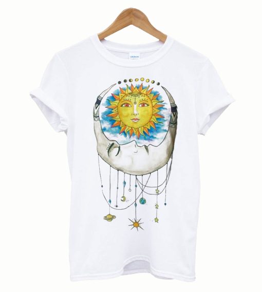 Women Sun Moon Print T-Shirt KM