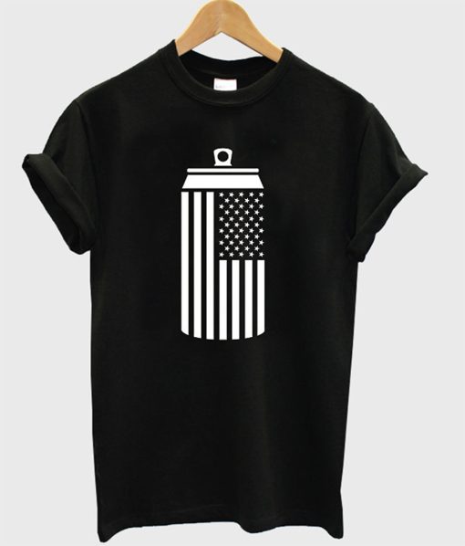 American Flag Beer Can Drinking T-Shirt KM