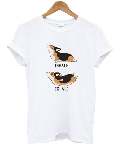 Inhale Exhale Corgi Yoga Dog T-Shirt KM