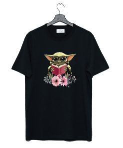 Baby Yoda reading book in flower T Shirt KM