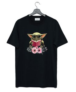 Baby Yoda reading book in flower T Shirt KM