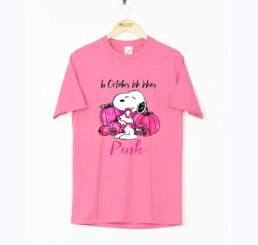 In October We Wear Pink Breast Cancer Snoopy T Shirt KM