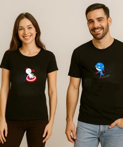 Cool Graphics Captain Wonder Funny Couple T-shirt