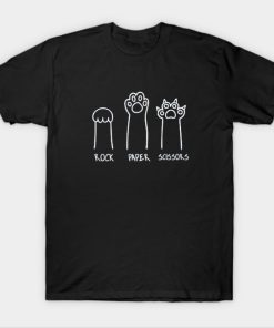 Funny Cat Rock Paper Scissors Hand Game Cute Paws T-Shirt